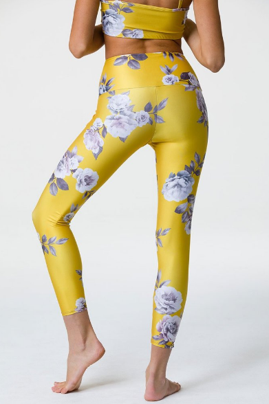 Image Title Onzie High Basic Midi Leggings - Golden Floral